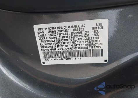 2010 Honda Odyssey Ex-L from USA, damaged, VIN 5FNRL3H62AB007818